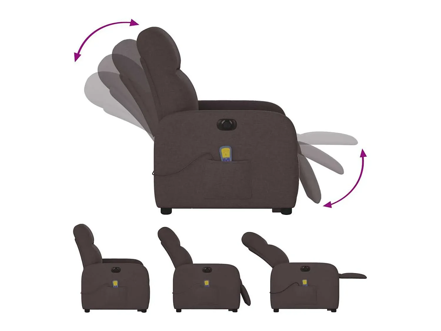 Sale vidaxl Poltrona elétrica elevatória massagens tecido -escuro Castanho