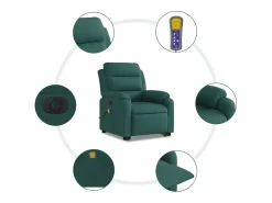 Poltrona|vidaxl Poltrona elétrica elevatória massagens tecido -escuro Verde