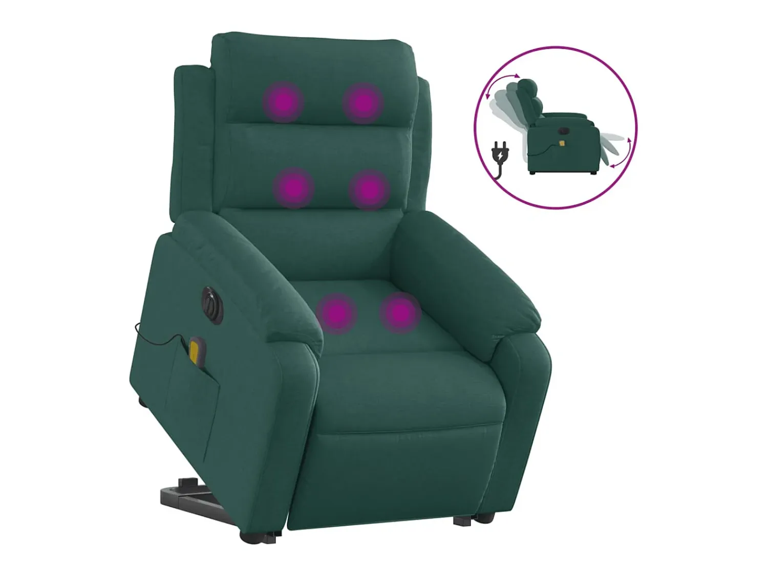 Poltrona|vidaxl Poltrona elétrica elevatória massagens tecido -escuro Verde