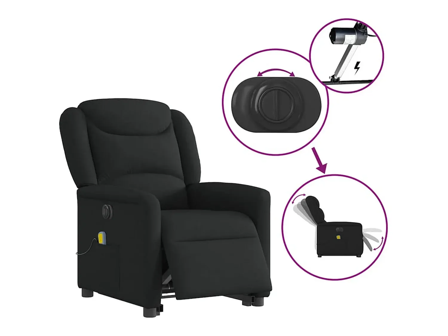 Poltrona* Poltrona elétrica elevatória massagens tecido SHL126310 Preto