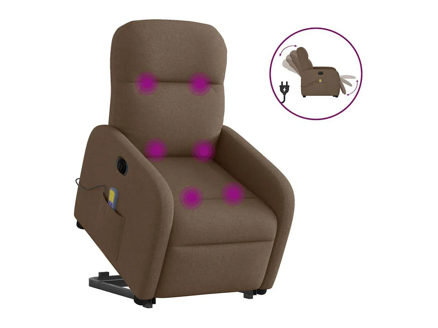 Clearance Poltrona elétrica elevatória massagens tecido SHL404677 Castanho
