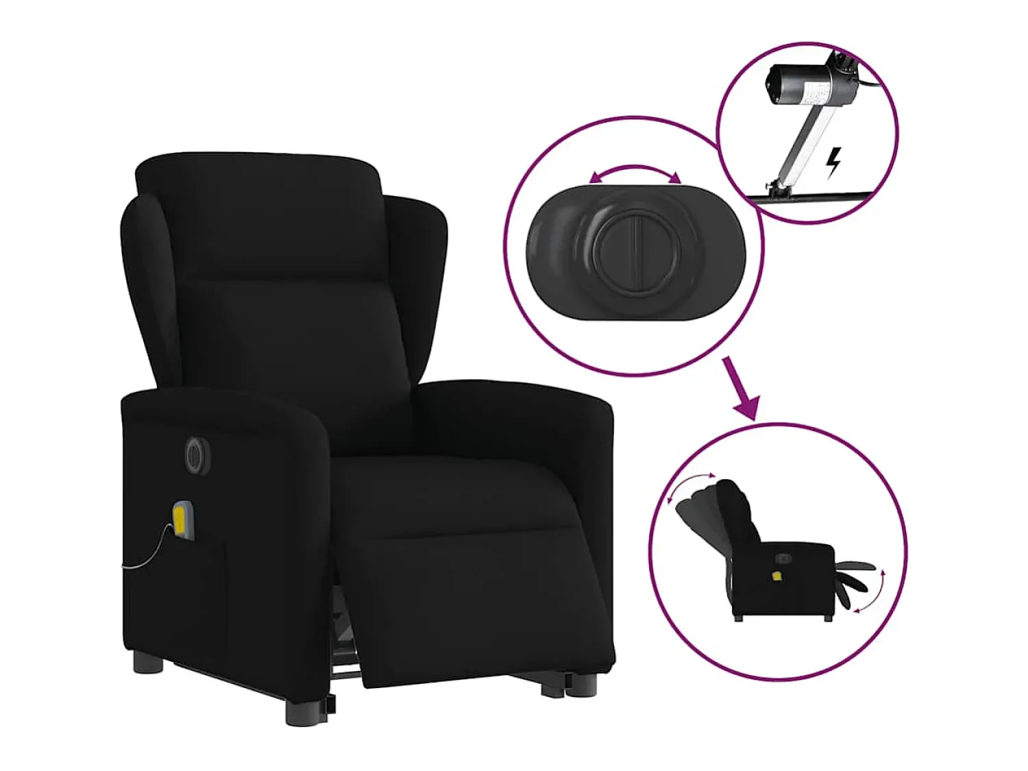 Poltrona* Poltrona elétrica elevatória massagens tecido SHL306158 Preto