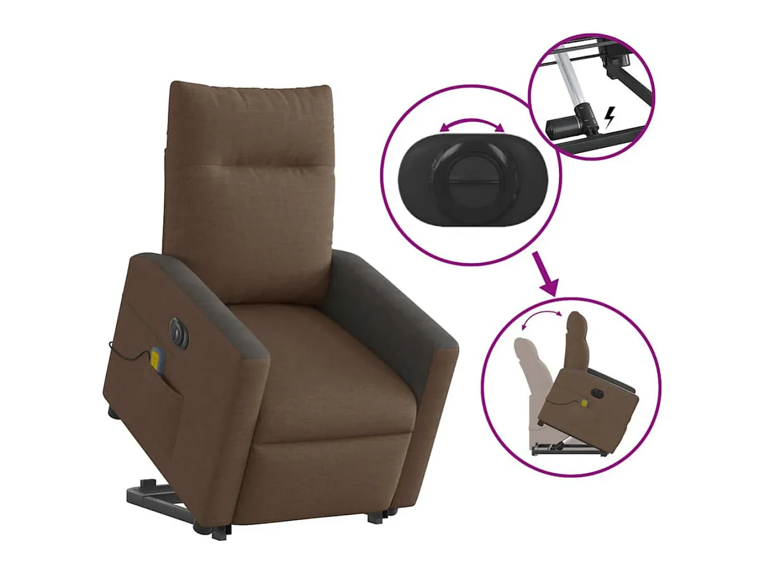 Poltrona| Poltrona elétrica elevatória massagens tecido SHL823546 Castanho