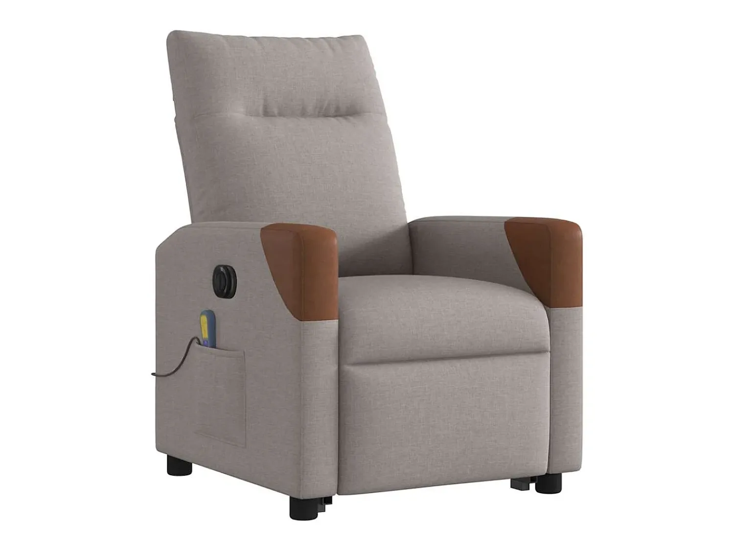 Poltrona elétrica elevatória massagens tecido cinza-acastanhado SHL33117^ Poltrona
