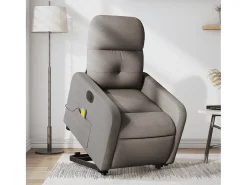 Poltrona elétrica elevatória massagens tecido cinza-acastanhado SHL706332^ Poltrona