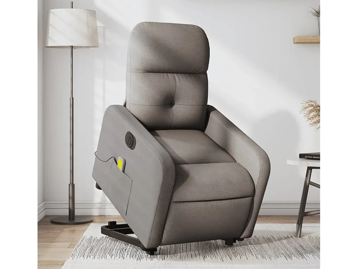 Poltrona elétrica elevatória massagens tecido cinza-acastanhado SHL706332^ Poltrona