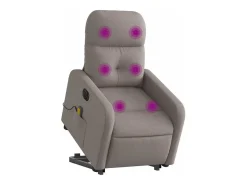 Poltrona elétrica elevatória massagens tecido cinza-acastanhado SHL706332^ Poltrona