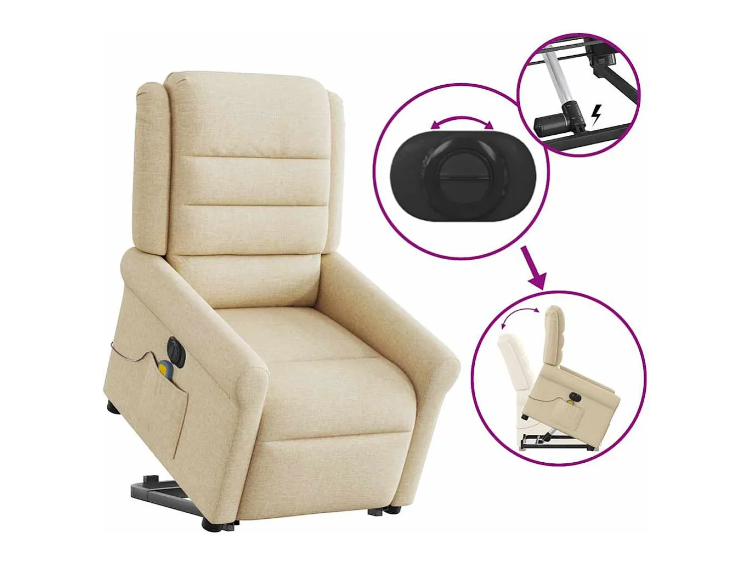 Poltrona| Poltrona elétrica elevatória massagens tecido SHL670780 Creme