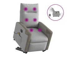 Online Poltrona elétrica elevatória massagens tecido -nublado SHL627395 Cinzento