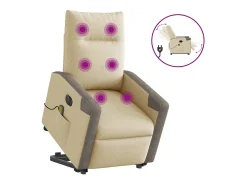 Clearance Poltrona elétrica elevatória massagens tecido SHL848602 Creme