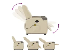 Clearance Poltrona elétrica elevatória massagens tecido SHL848602 Creme