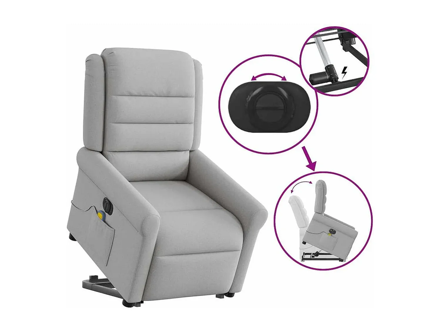 Poltrona* Poltrona elétrica elevatória massagens tecido -nublado SHL149058 Cinzento