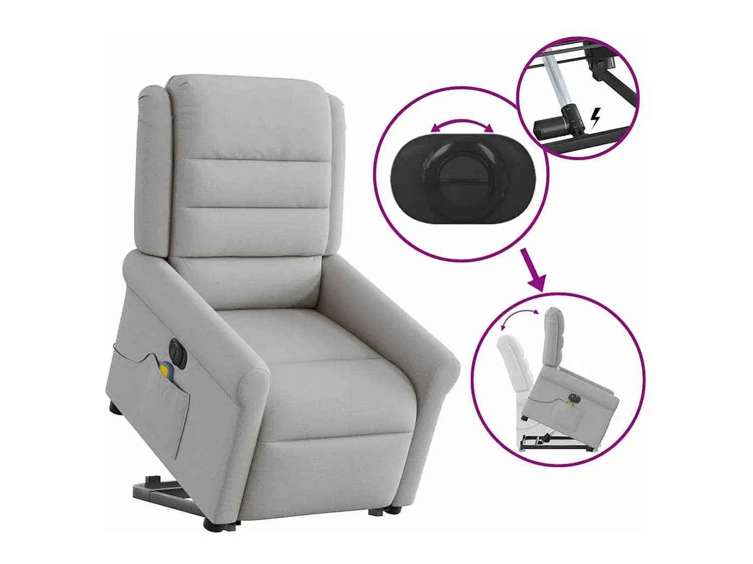 Poltrona* Poltrona elétrica elevatória massagens tecido -nublado SHL149058 Cinzento