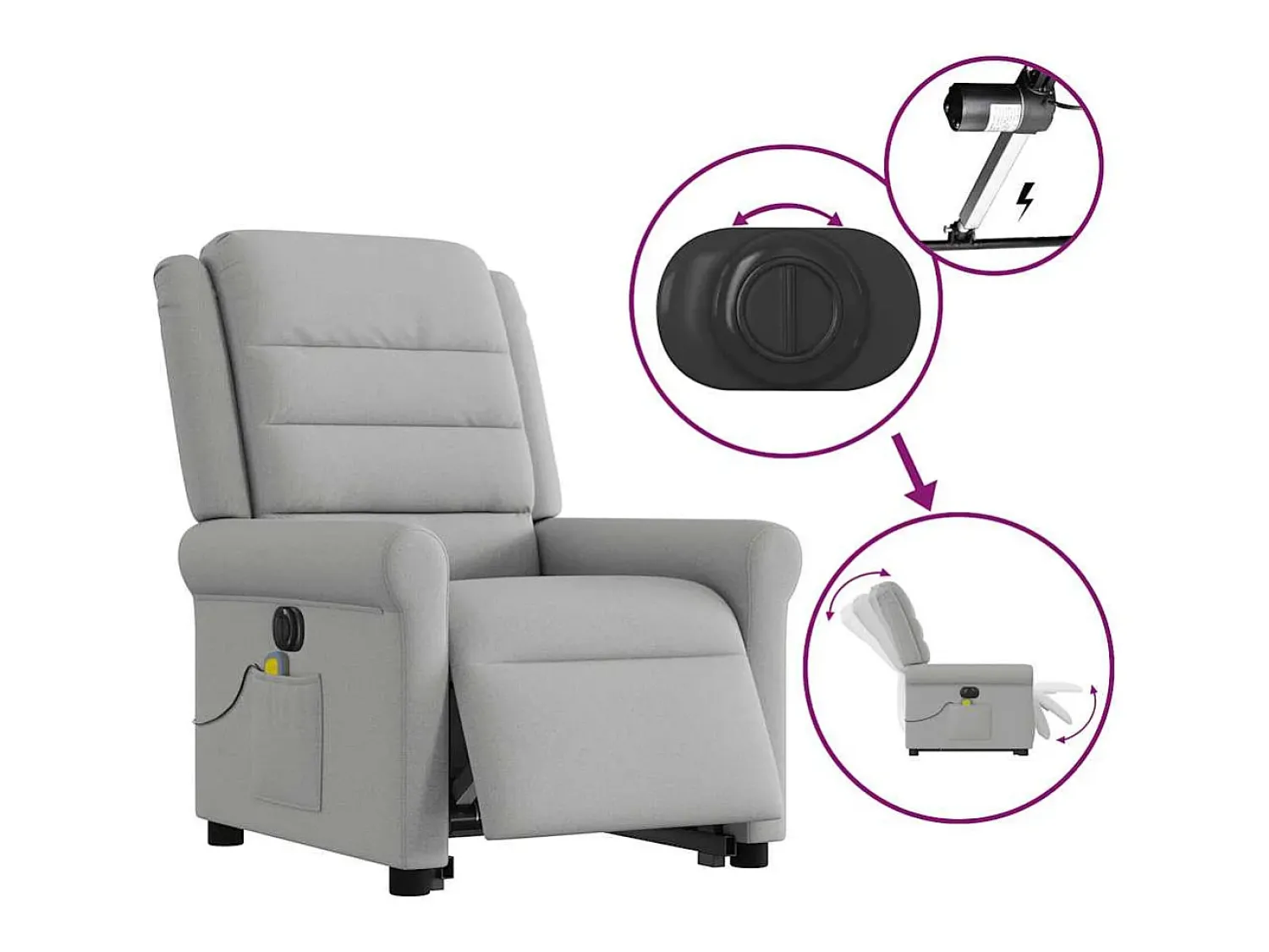 Poltrona* Poltrona elétrica elevatória massagens tecido -nublado SHL149058 Cinzento