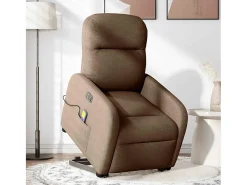 vidaxl Poltrona elétrica elevatória massagens tecido^ Poltrona