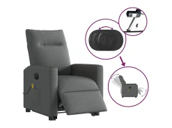 Poltrona| Poltrona elétrica elevatória massagens tecido cinzento-escuro SHL239991 Cinza antracite