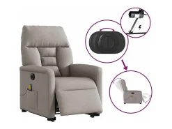 Outlet Poltrona elétrica elevatória massagens tecido cinza-acastanhado SHL23513 Taupe