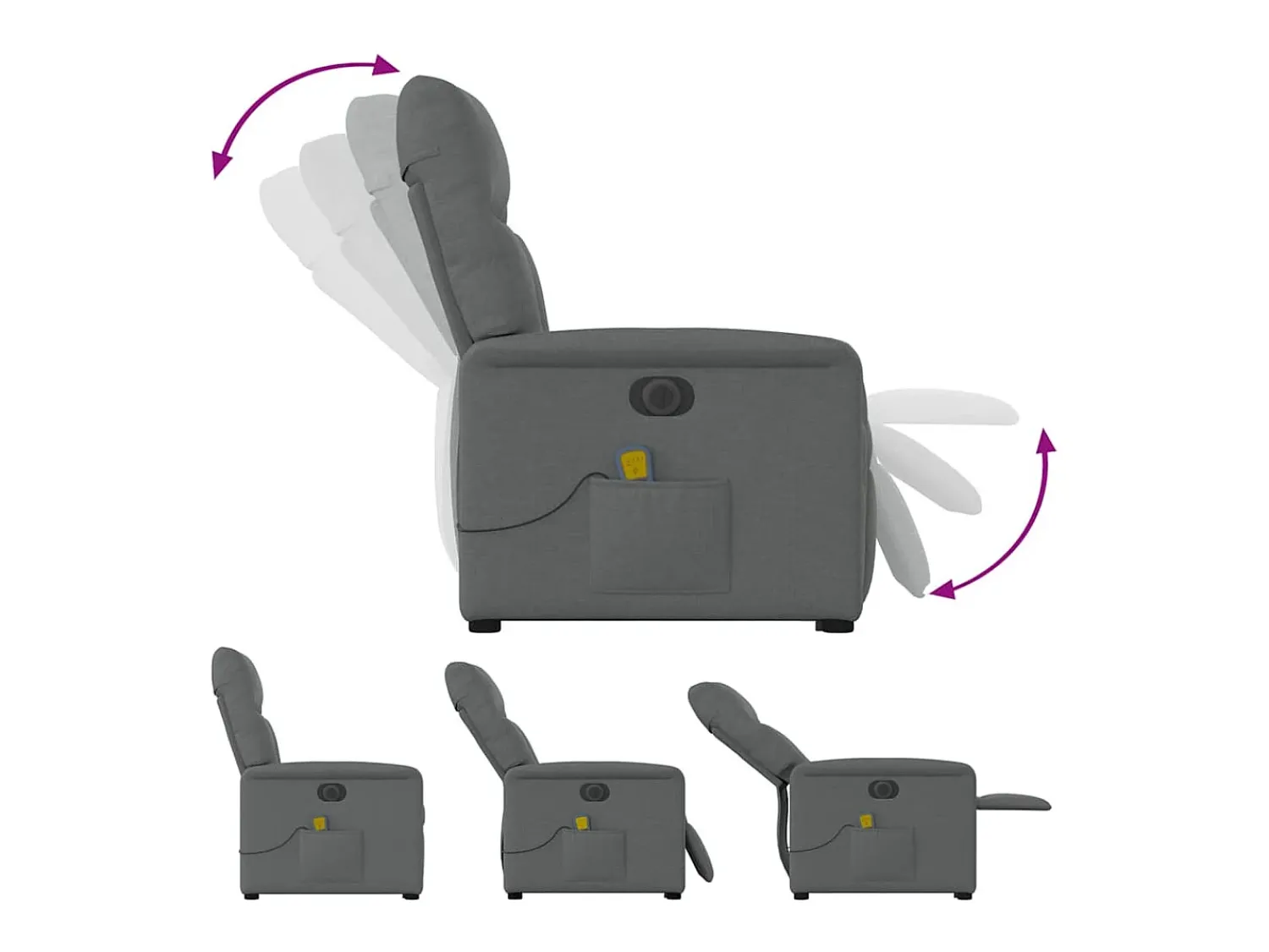 Poltrona elétrica elevatória massagens tecido cinzento-escuro SHL247448^ Poltrona