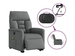 Poltrona elétrica elevatória massagens tecido cinzento-escuro SHL247448^ Poltrona