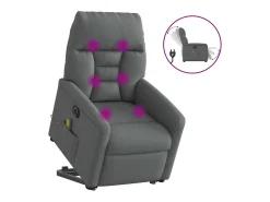 Poltrona elétrica elevatória massagens tecido cinzento-escuro SHL247448^ Poltrona
