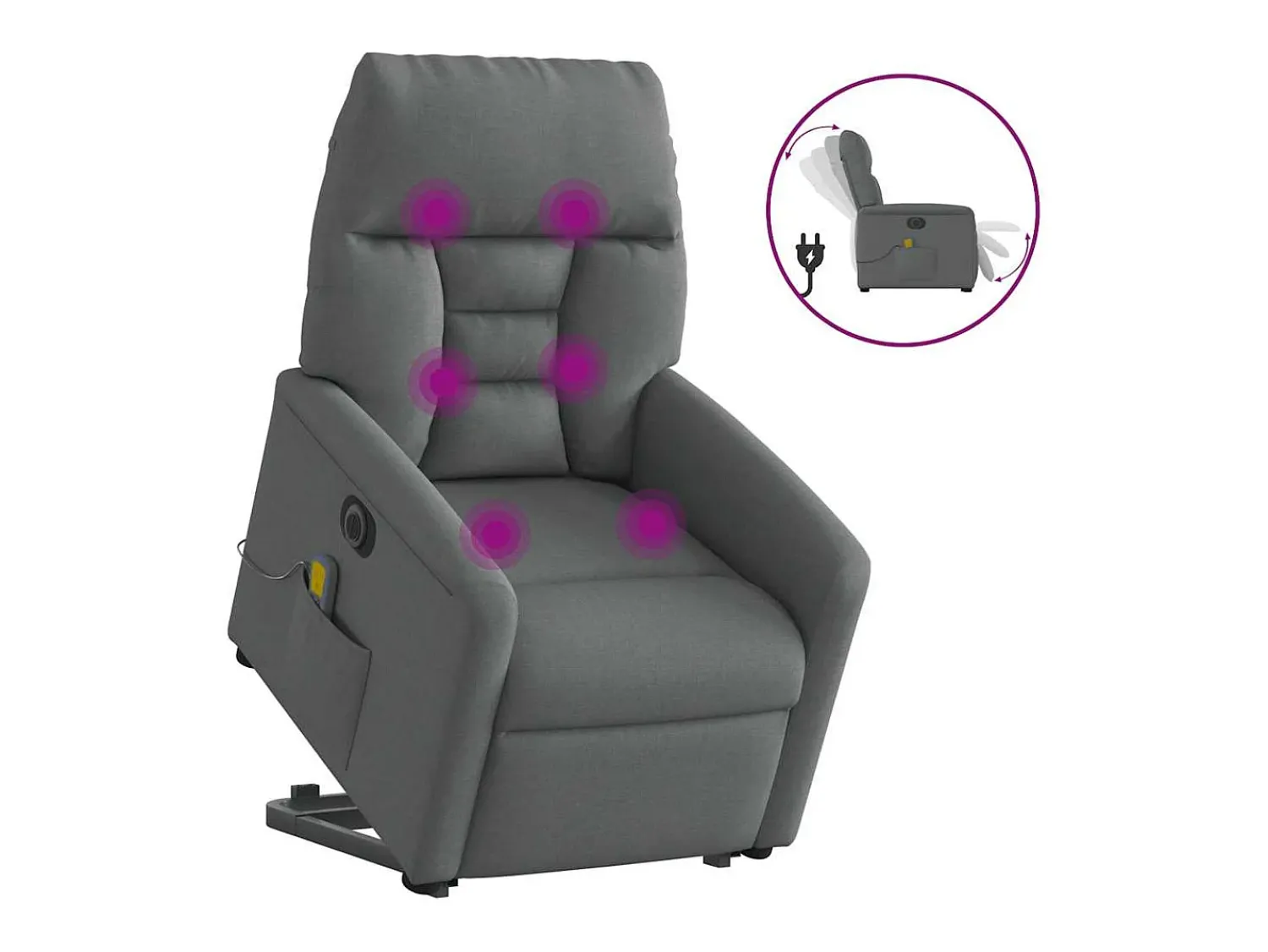 Poltrona elétrica elevatória massagens tecido cinzento-escuro SHL247448^ Poltrona