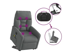 Poltrona elétrica elevatória massagens tecido cinzento-escuro SHL247448^ Poltrona