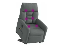Poltrona elétrica elevatória massagens tecido cinzento-escuro SHL247448^ Poltrona