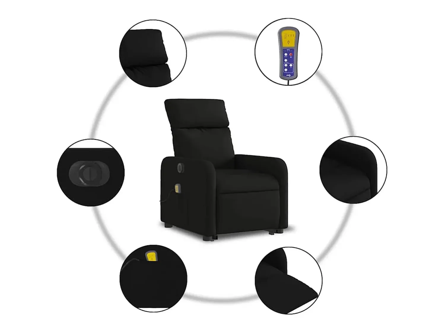 Outlet Poltrona elétrica elevatória massagens tecido SHL865083 Preto