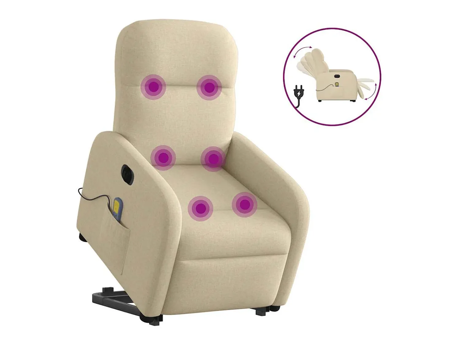 Poltrona* Poltrona elétrica elevatória massagens tecido SHL275498 Creme