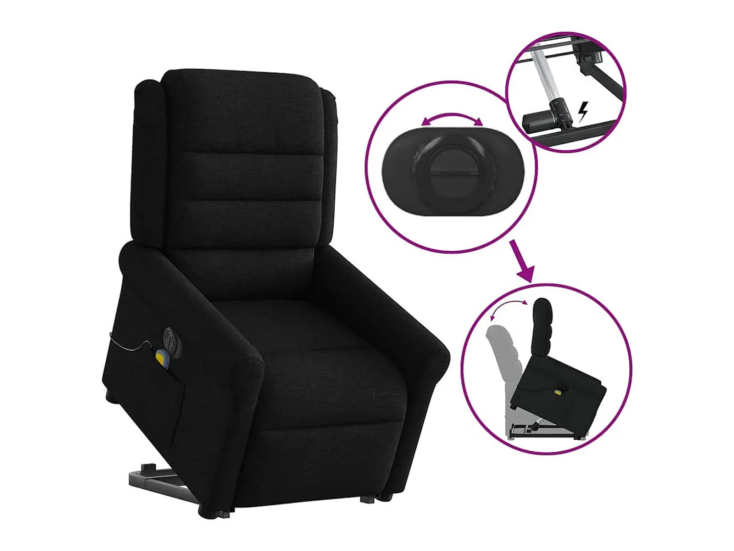 Poltrona| Poltrona elétrica elevatória massagens tecido SHL248477 Preto