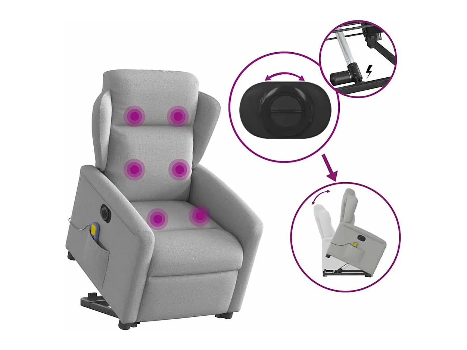 Poltrona* Poltrona elétrica elevatória massagens tecido -nublado SHL344271 Cinzento