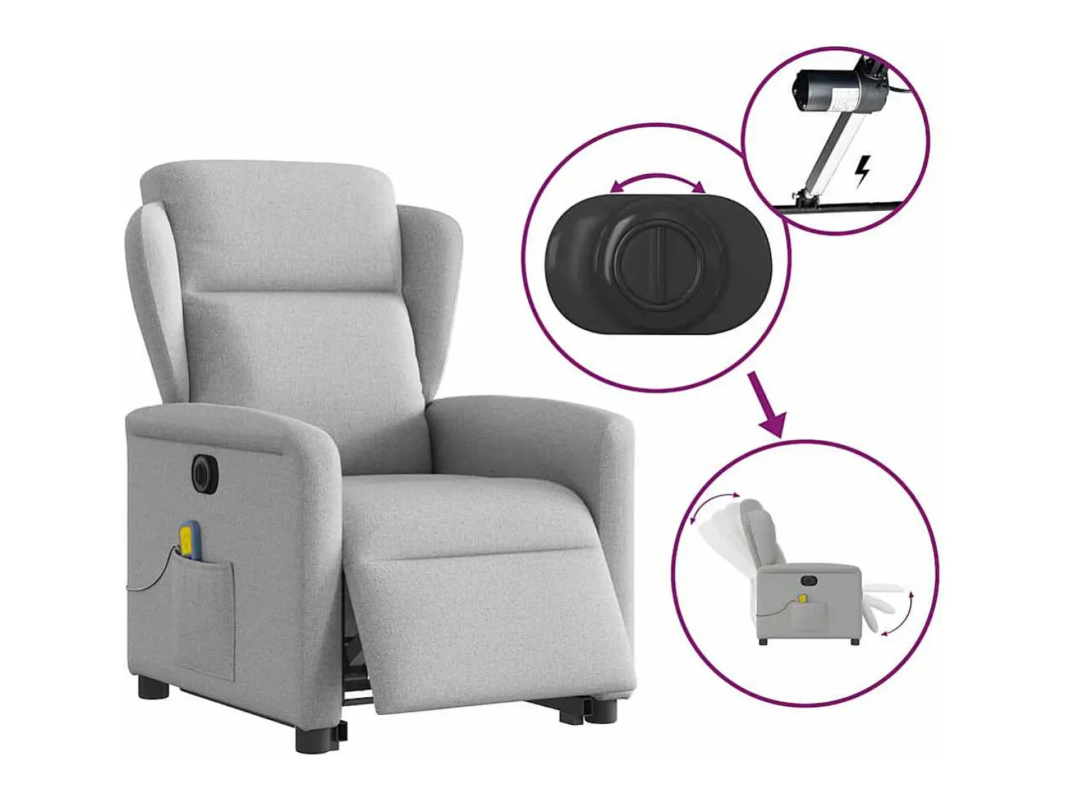 Poltrona* Poltrona elétrica elevatória massagens tecido -nublado SHL344271 Cinzento