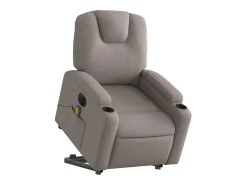 Poltrona elétrica elevatória massagens tecido cinza-acastanhado SHL624390^ Poltrona