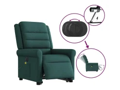 Hot Poltrona elétrica elevatória massagens tecido verde-escuro SHL944228 Verde pinho