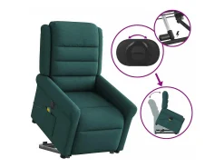Hot Poltrona elétrica elevatória massagens tecido verde-escuro SHL944228 Verde pinho