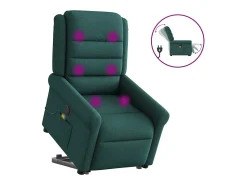 Hot Poltrona elétrica elevatória massagens tecido verde-escuro SHL944228 Verde pinho