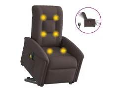 Poltrona elétrica elevatória massagens tecido -escuro SHL366043^ Poltrona