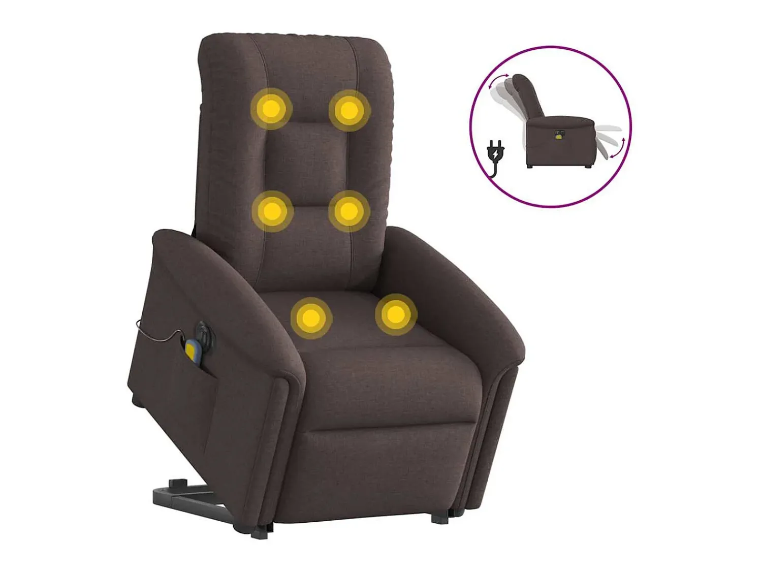 Poltrona elétrica elevatória massagens tecido -escuro SHL366043^ Poltrona