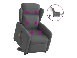 Poltrona elétrica elevatória massagens tecido cinzento-escuro SHL38968 Cinza antracite