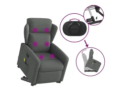 Poltrona elétrica elevatória massagens tecido cinzento-escuro SHL38968 Cinza antracite