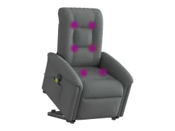 Poltrona elétrica elevatória massagens tecido cinzento-escuro SHL807448^ Poltrona