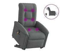 Poltrona elétrica elevatória massagens tecido cinzento-escuro SHL807448^ Poltrona