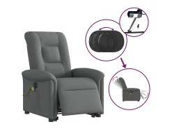 Poltrona elétrica elevatória massagens tecido cinzento-escuro SHL807448^ Poltrona