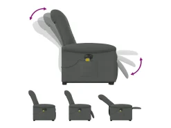 Poltrona elétrica elevatória massagens tecido cinzento-escuro SHL807448^ Poltrona