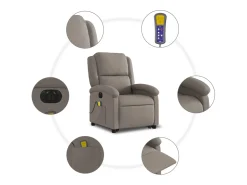 Poltrona| Poltrona elétrica elevatória massagens tecido cinza-acastanhado SHL670479 Taupe