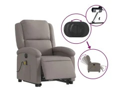 Poltrona| Poltrona elétrica elevatória massagens tecido cinza-acastanhado SHL670479 Taupe