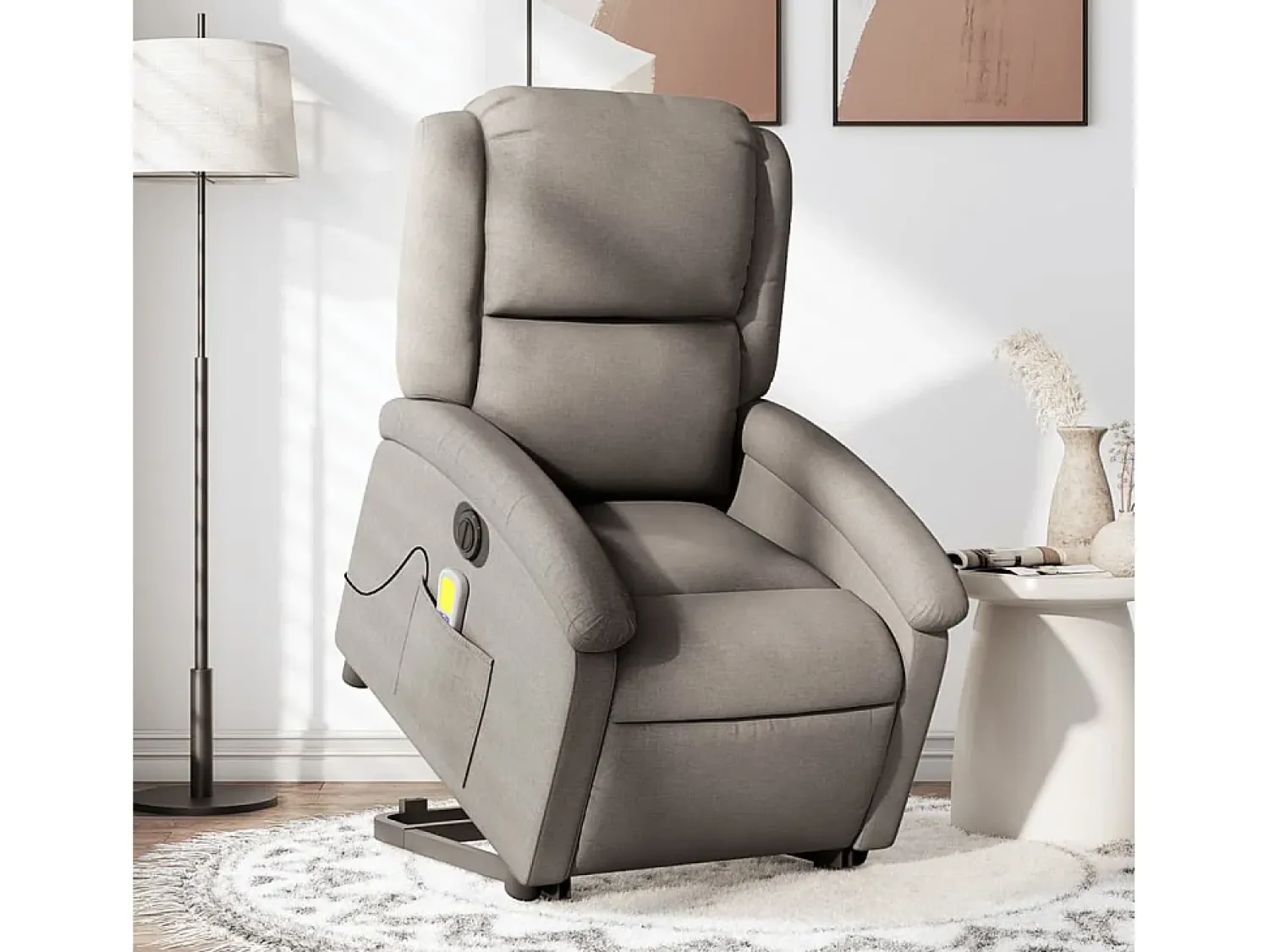Poltrona| Poltrona elétrica elevatória massagens tecido cinza-acastanhado SHL670479 Taupe