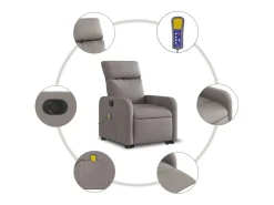 Poltrona| Poltrona elétrica elevatória massagens tecido cinza-acastanhado SHL351508 Taupe