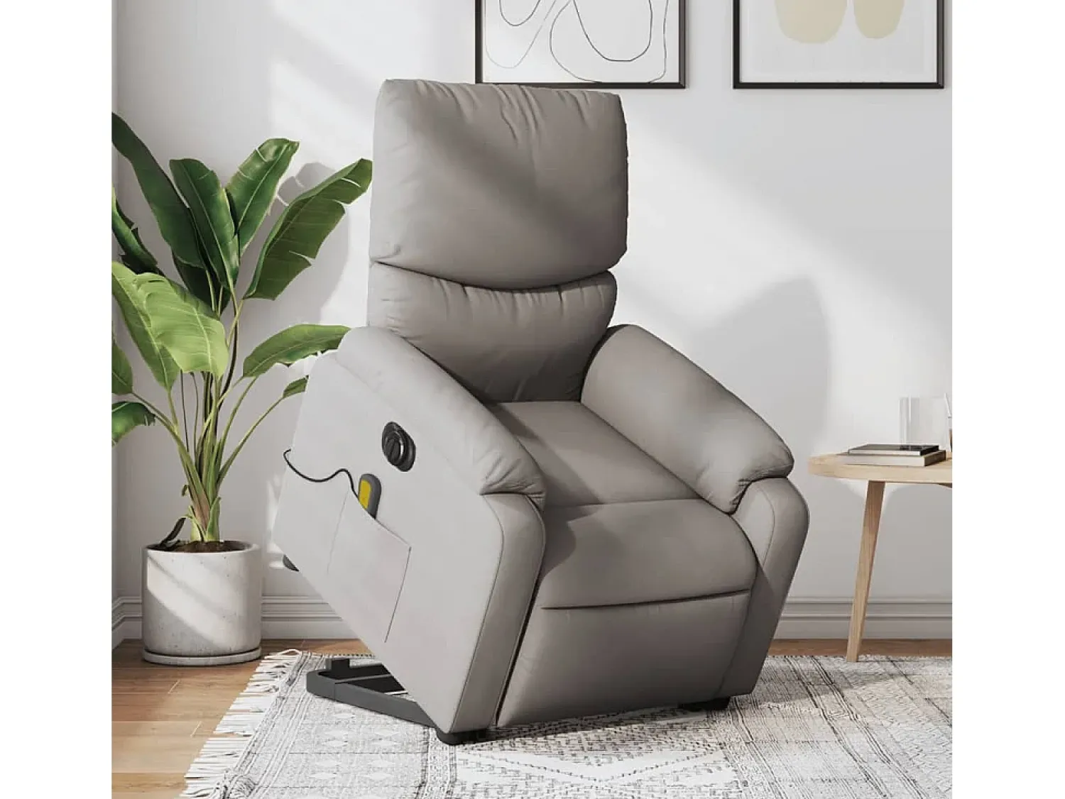 Online Poltrona elétrica elevatória massagens tecido cinza-acastanhado SHL694904 Taupe