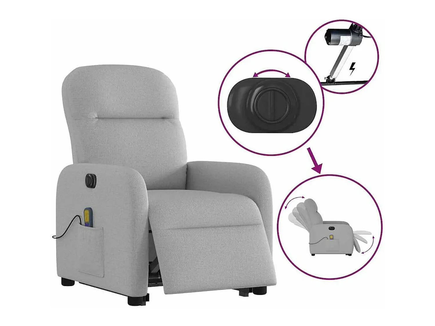 Poltrona* Poltrona elétrica elevatória massagens tecido -nublado SHL313524 Cinzento